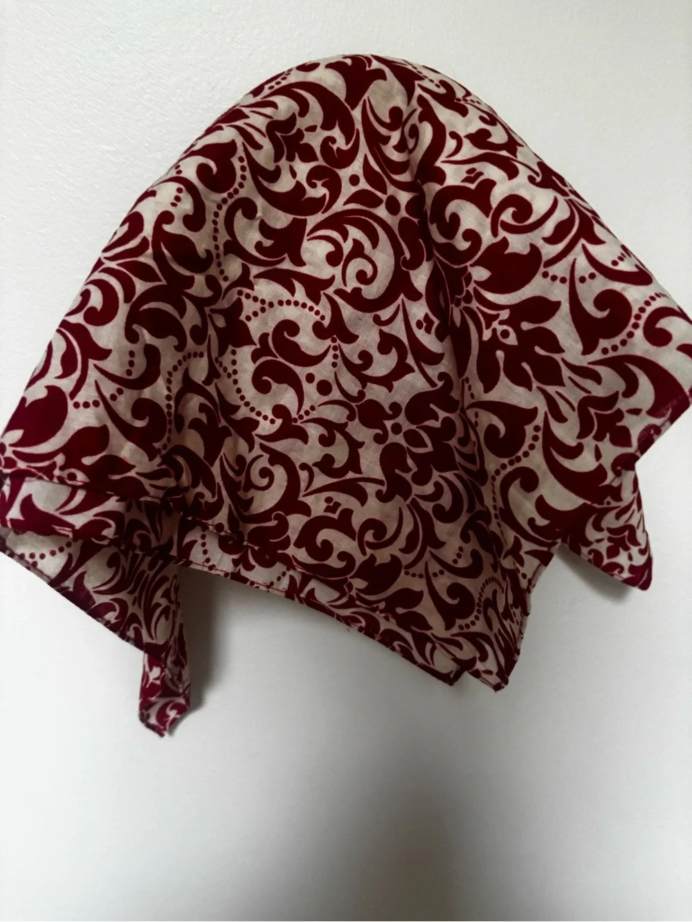 Red and White Patterned Women's Scarf - Unbranded